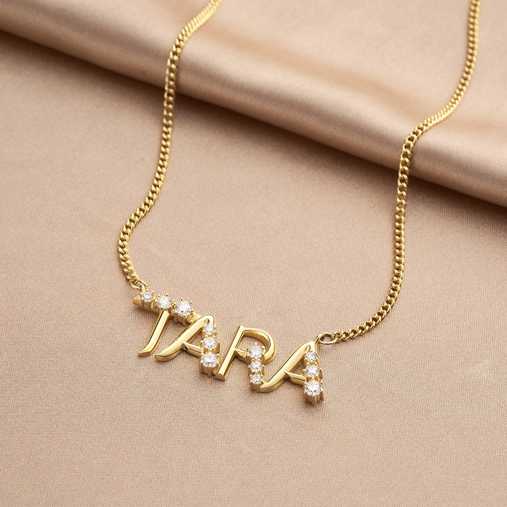 Cuban Link Shining Custom Initial Necklace