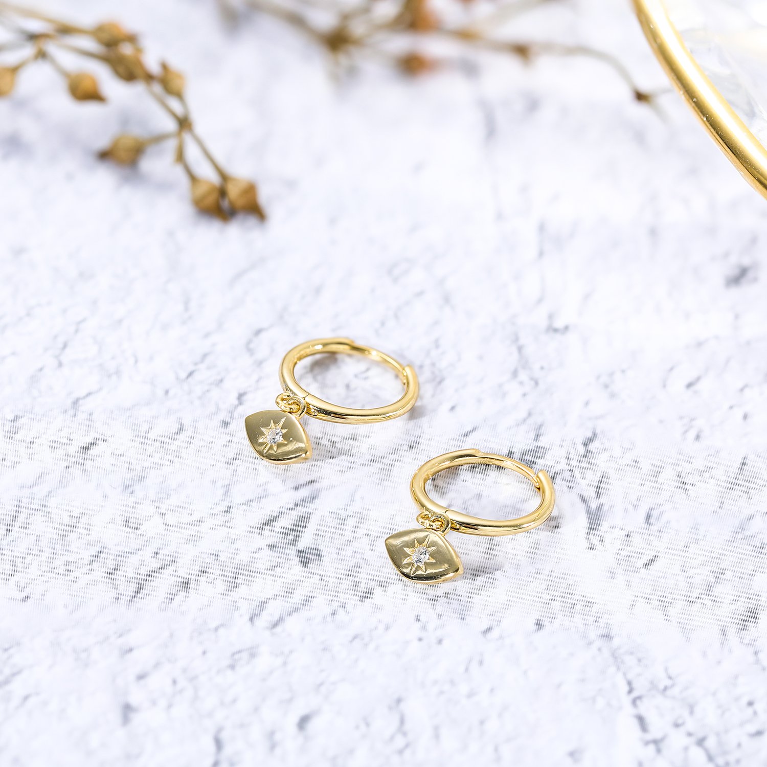 Mini Huggie Evil Eye Hoops