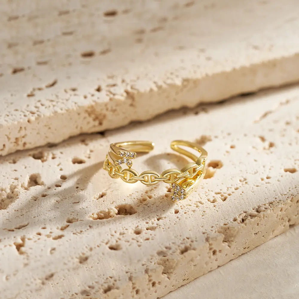 Custom Shining Initial Cuff Ring