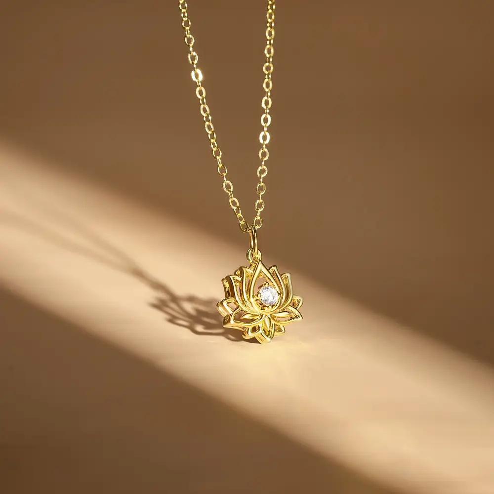 14K Gold Plated Yoga Floral Pendant Necklace