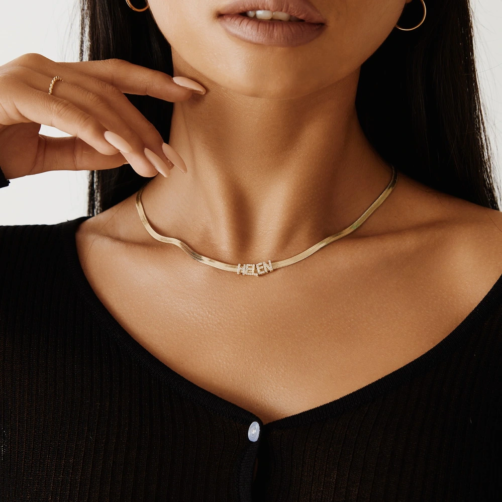 Custom Initial Name Snake Chain Necklace