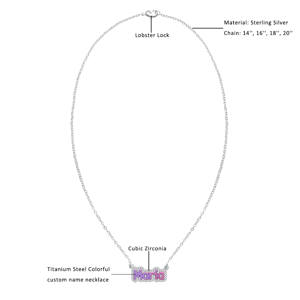 Titanium Steel Colorful Custom Name Necklace
