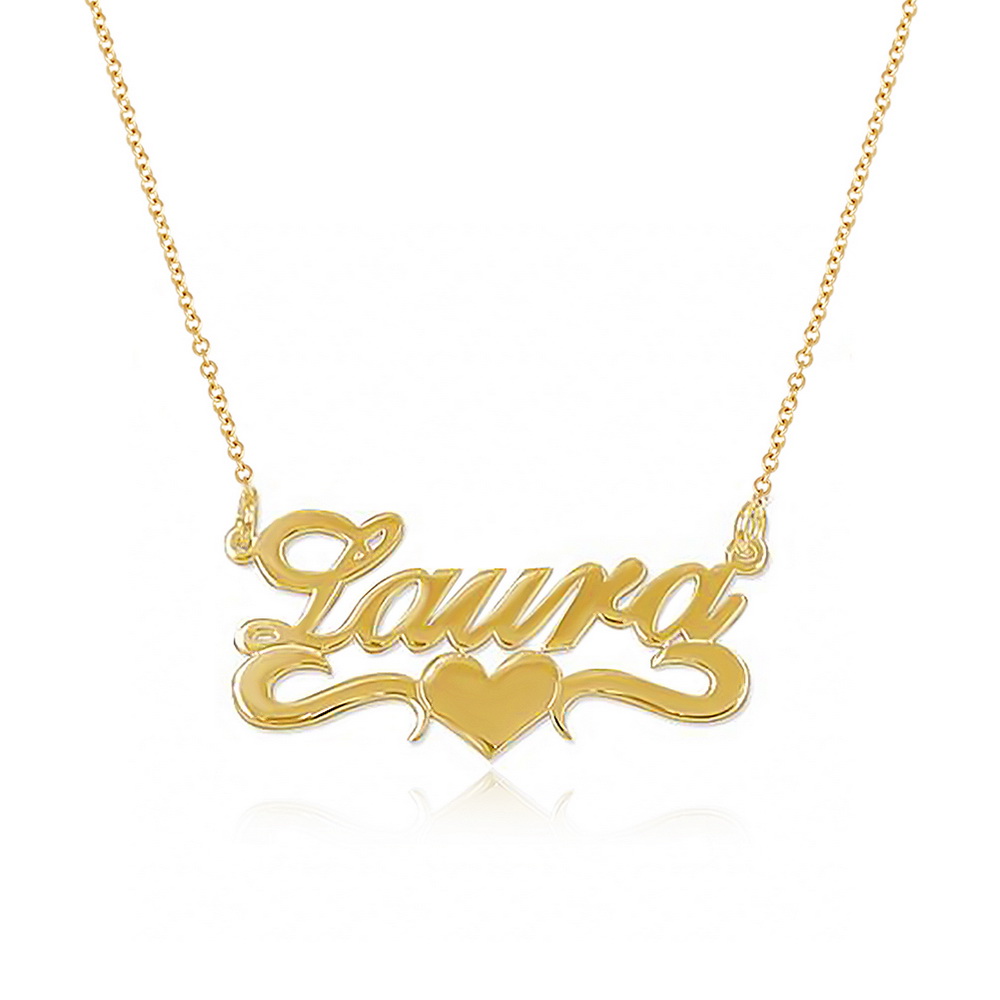 Gold Plated Middle Heart Name Necklace