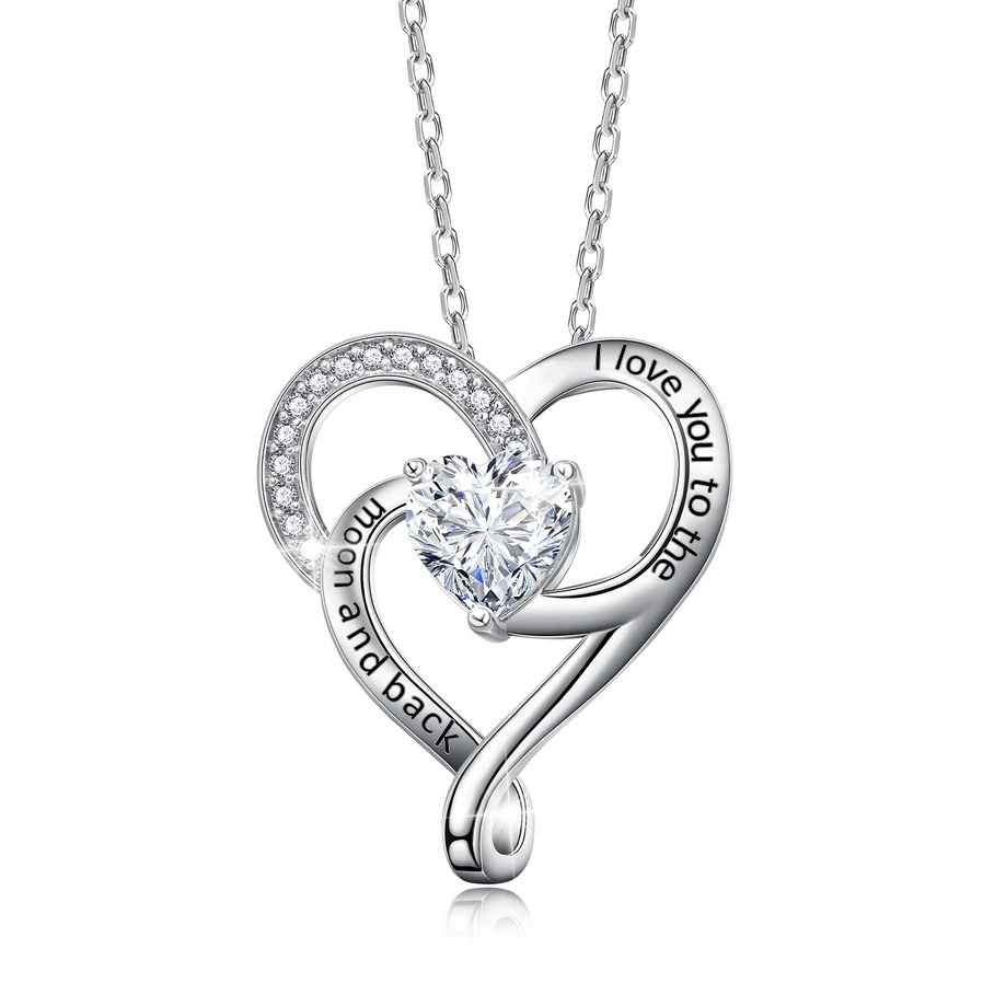 925 Sterling Silver Love Heart Pendant Necklace 
