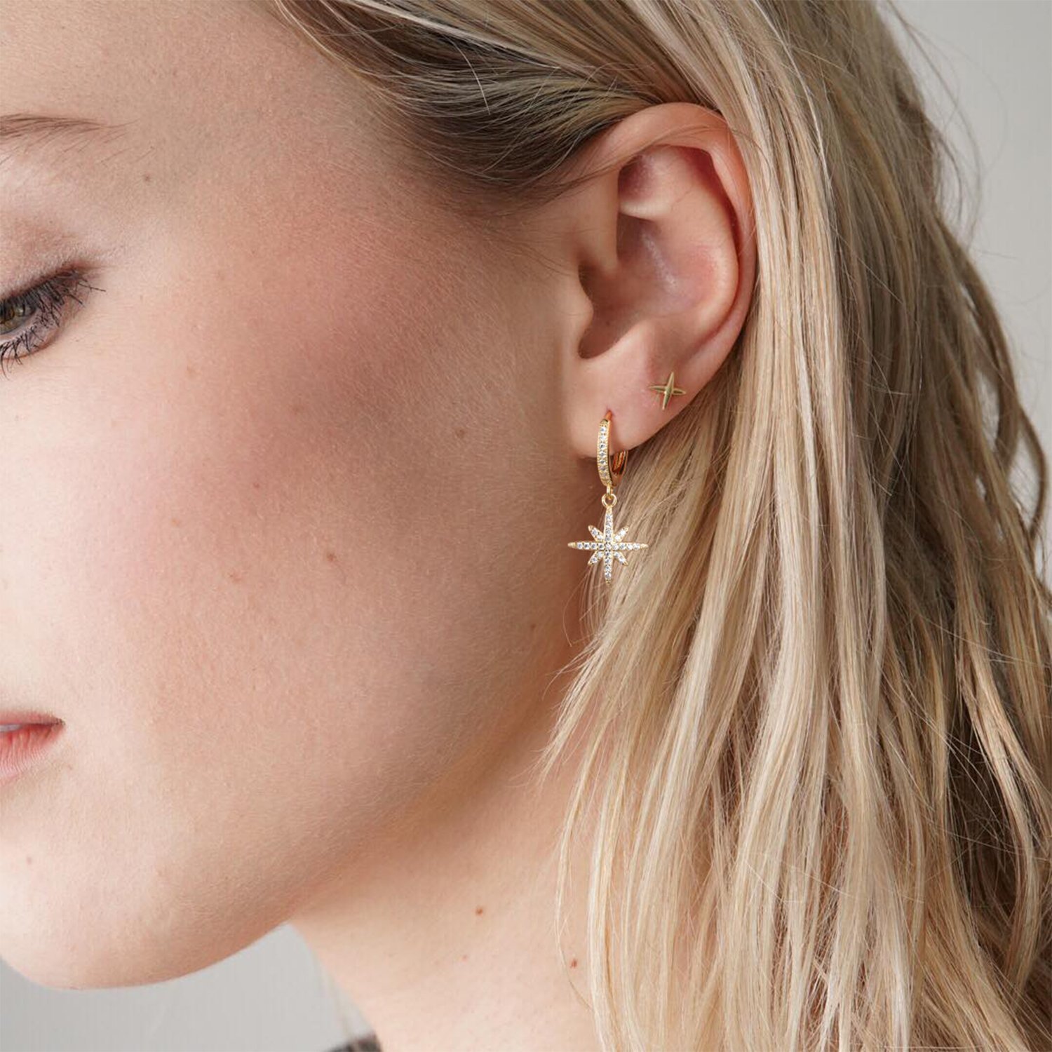 Stars Stylish Gold Huggie Hoops