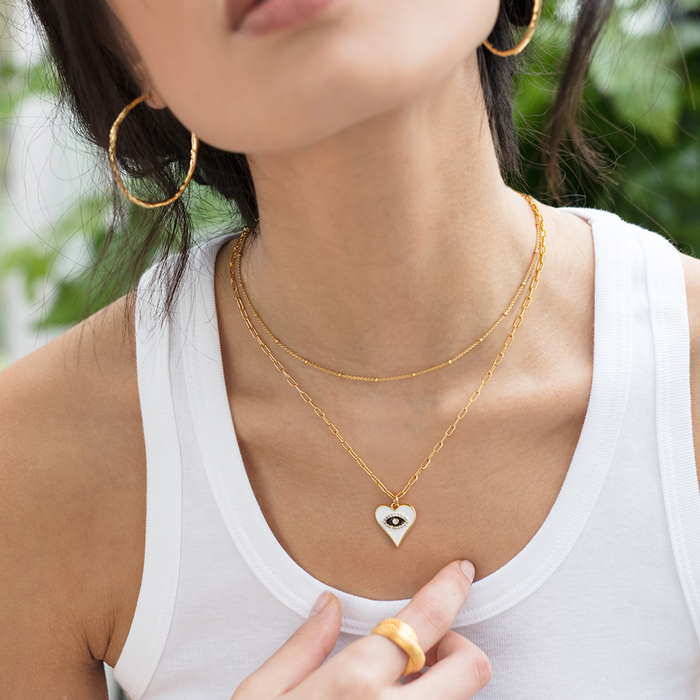 Heart Shaped Evil Eye Necklace