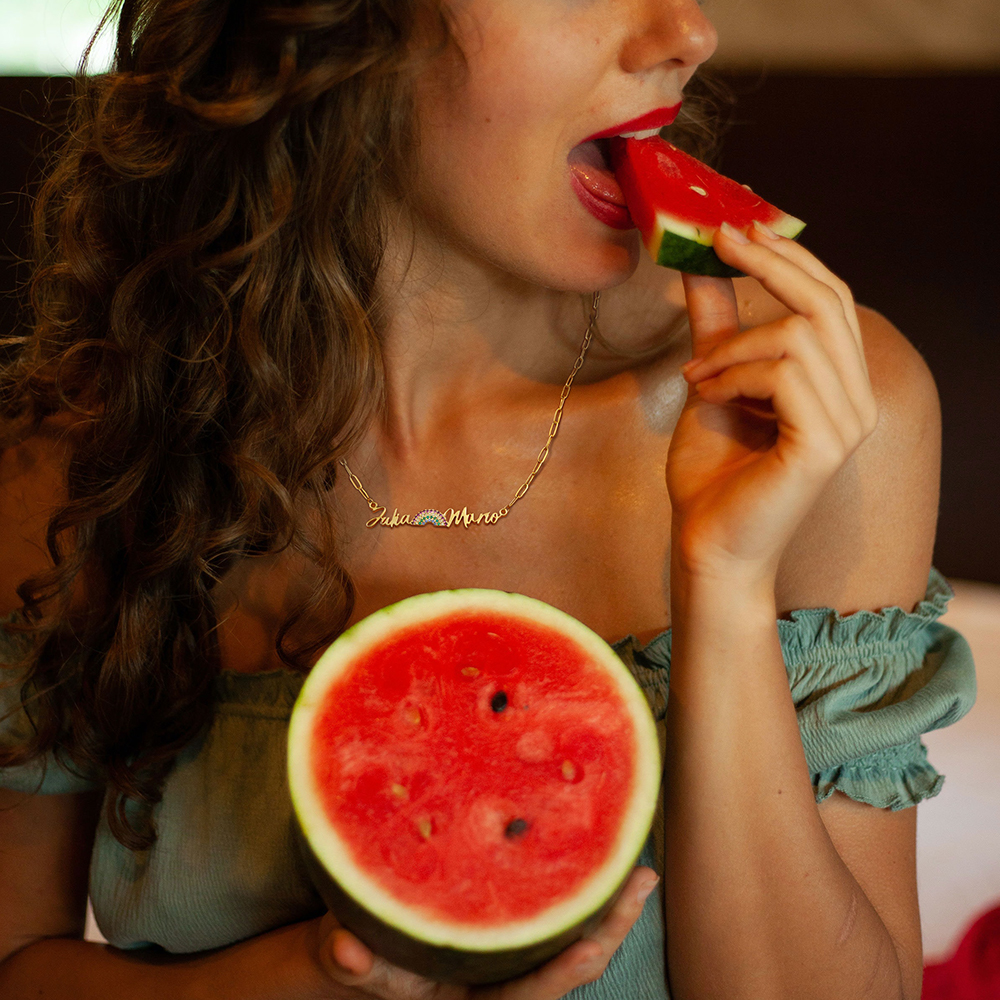 Middle Rainbow Multiple Custom Names Necklace