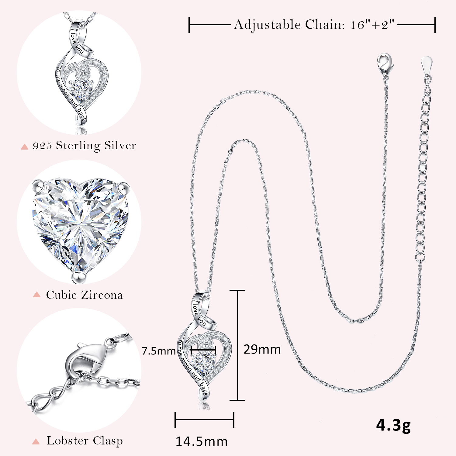 joycenamenecklace silver heart necklace