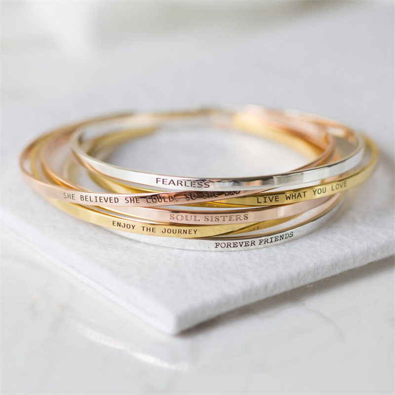 S925 Sterling Silver Adjustable Lettering Bracelet