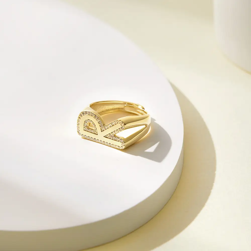 Custom Bubble Initial Letter Ring