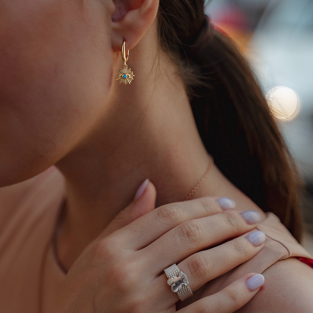 Dainty Dangle Evil Eye Hoop Earrrings