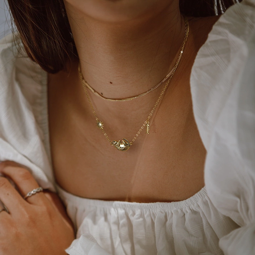 14K Gold Pet Necklace With Diamond