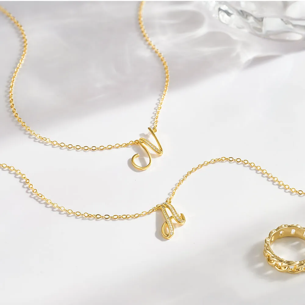 Dimensional Initial Letter Necklace 