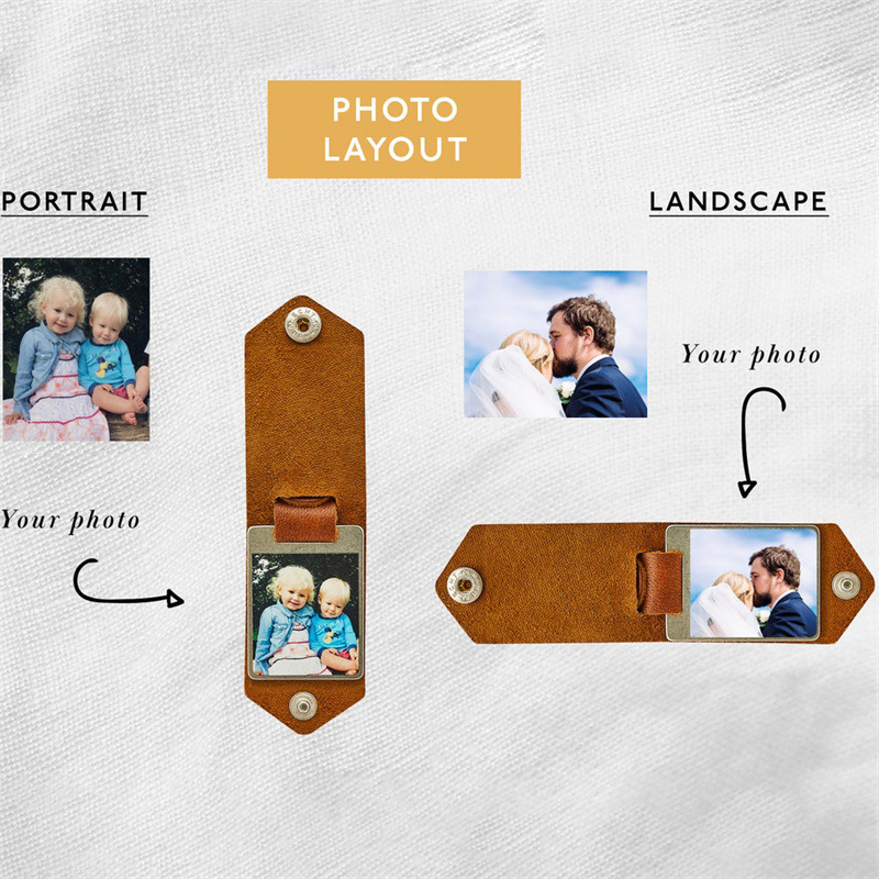 Personalized Leather Photo Keychain Keyring