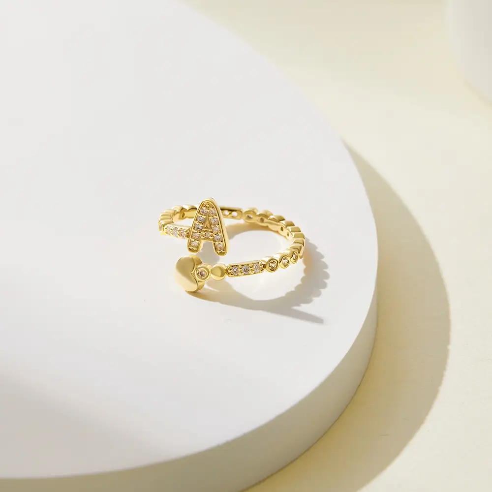 Custom Initial Letter Ring With Heart