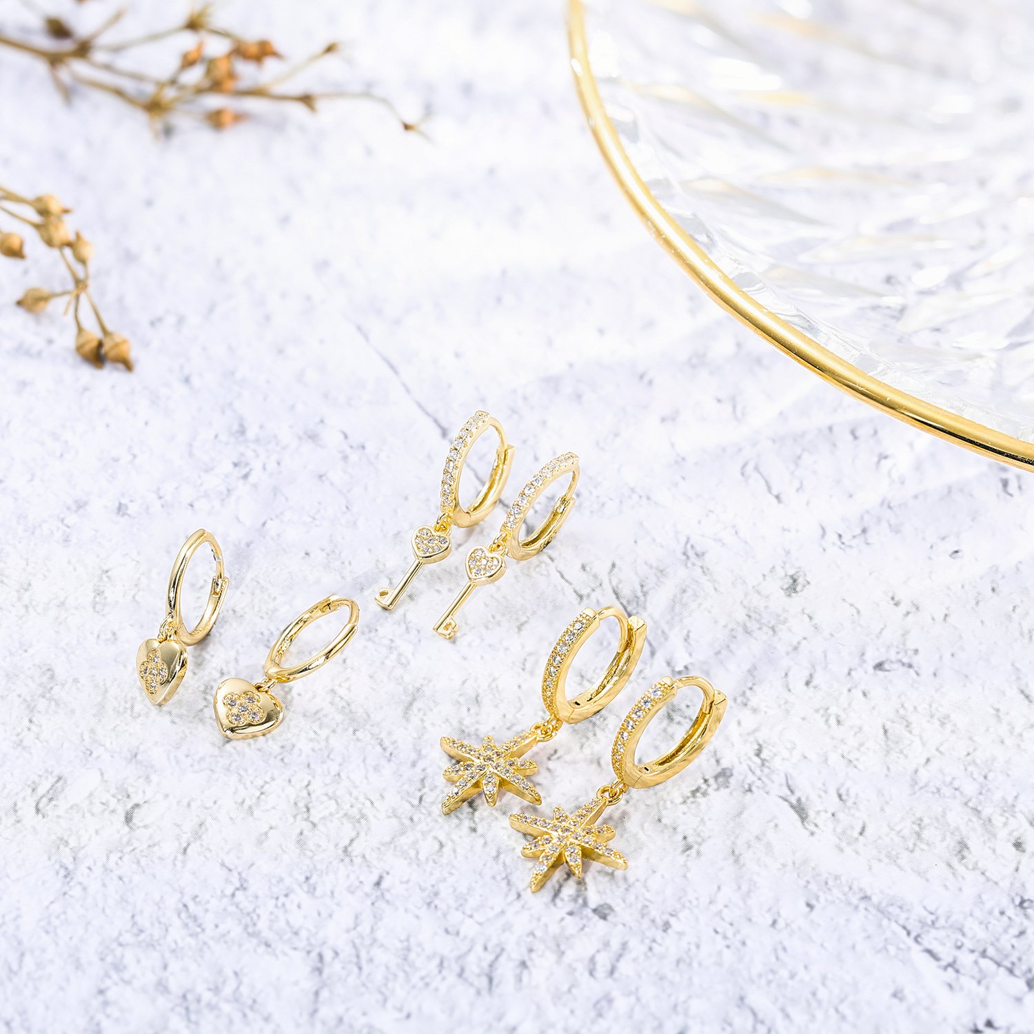 Unique Gold Key Earring