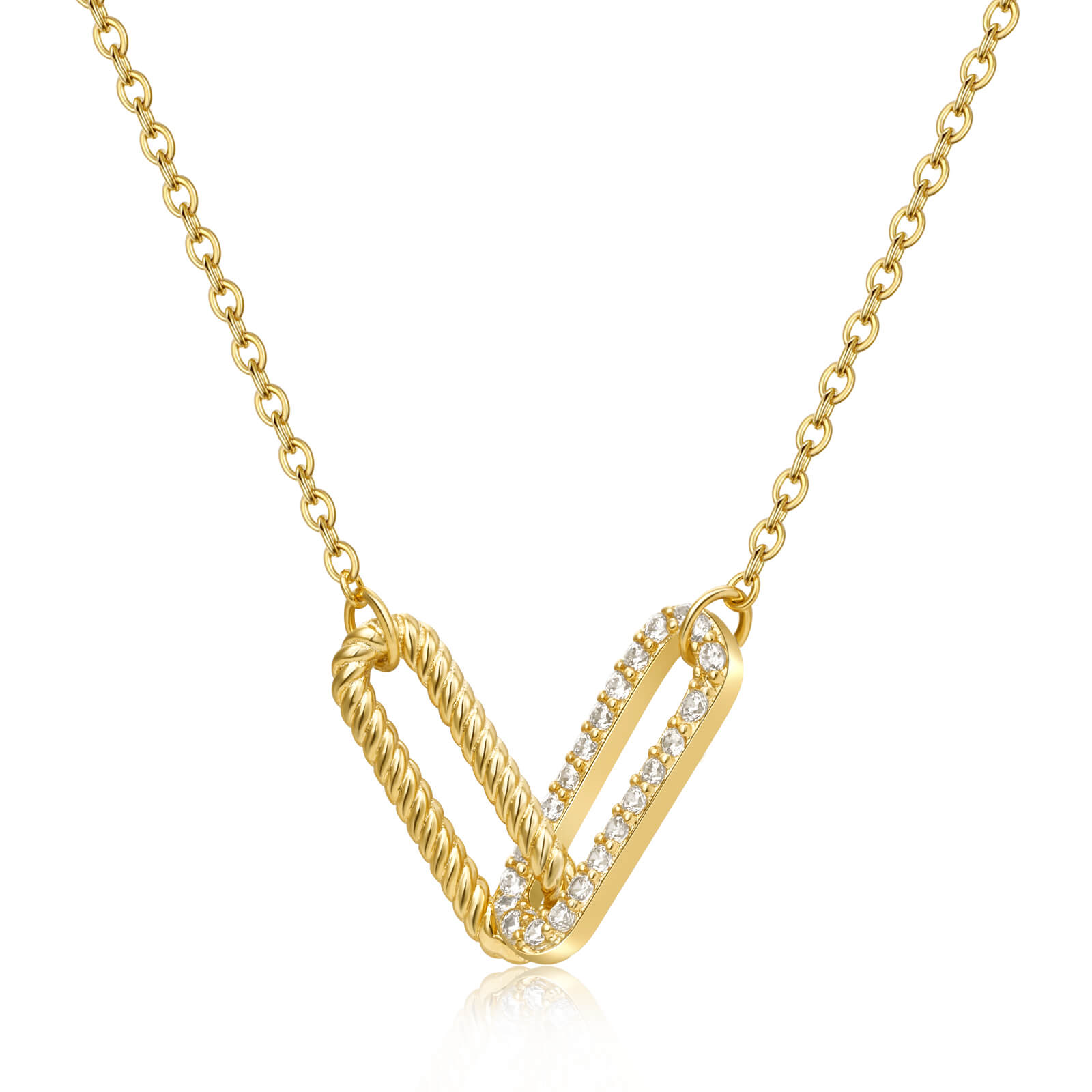 Gold Double Link Pendant Necklace