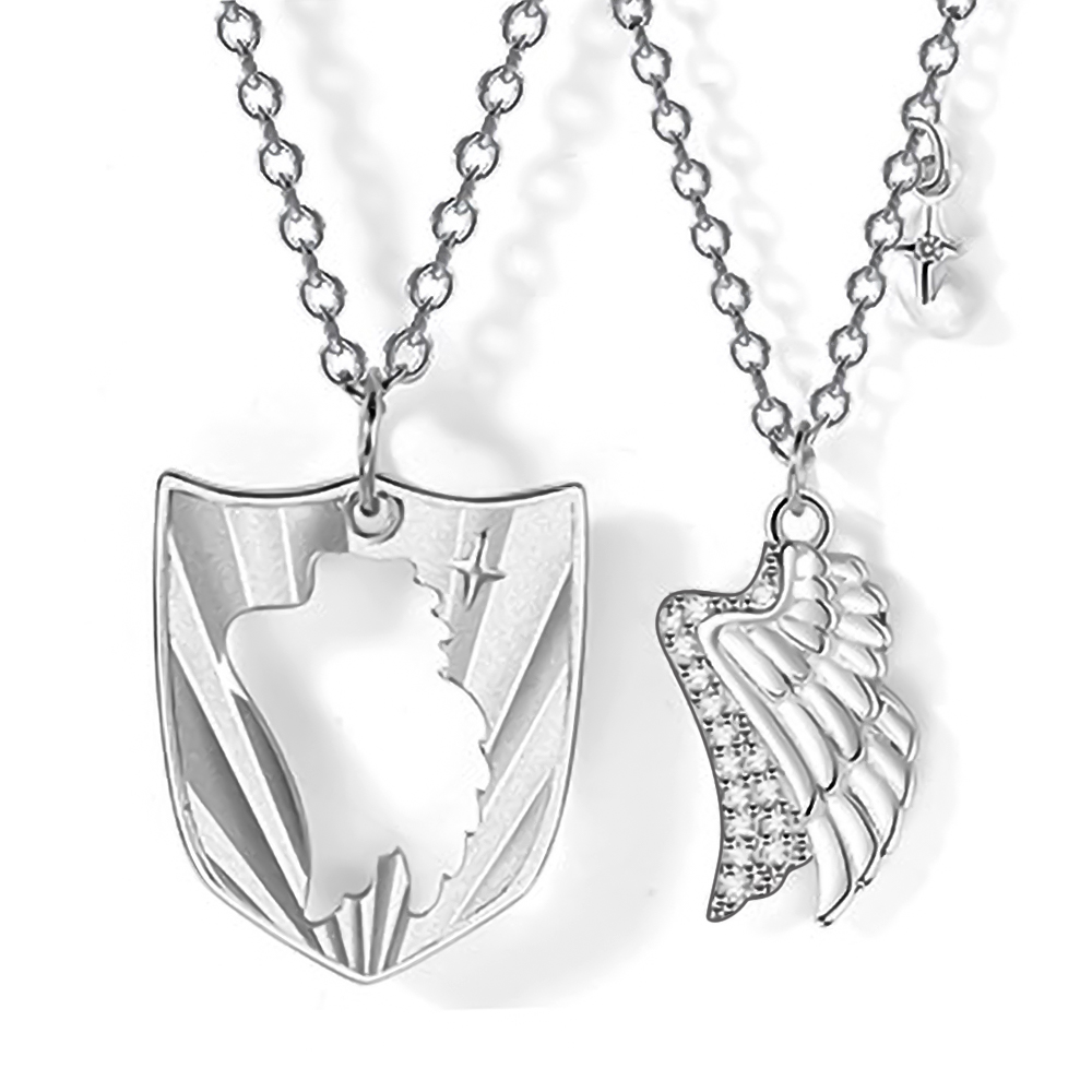 Joycenamenecklace Angel and Knight Couple Necklace