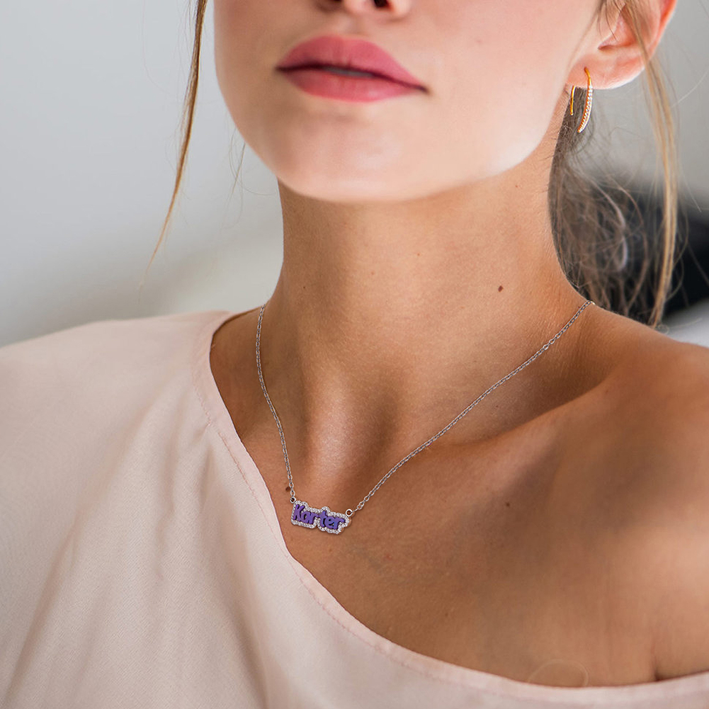 Titanium Steel Colorful Personalized Name Necklace