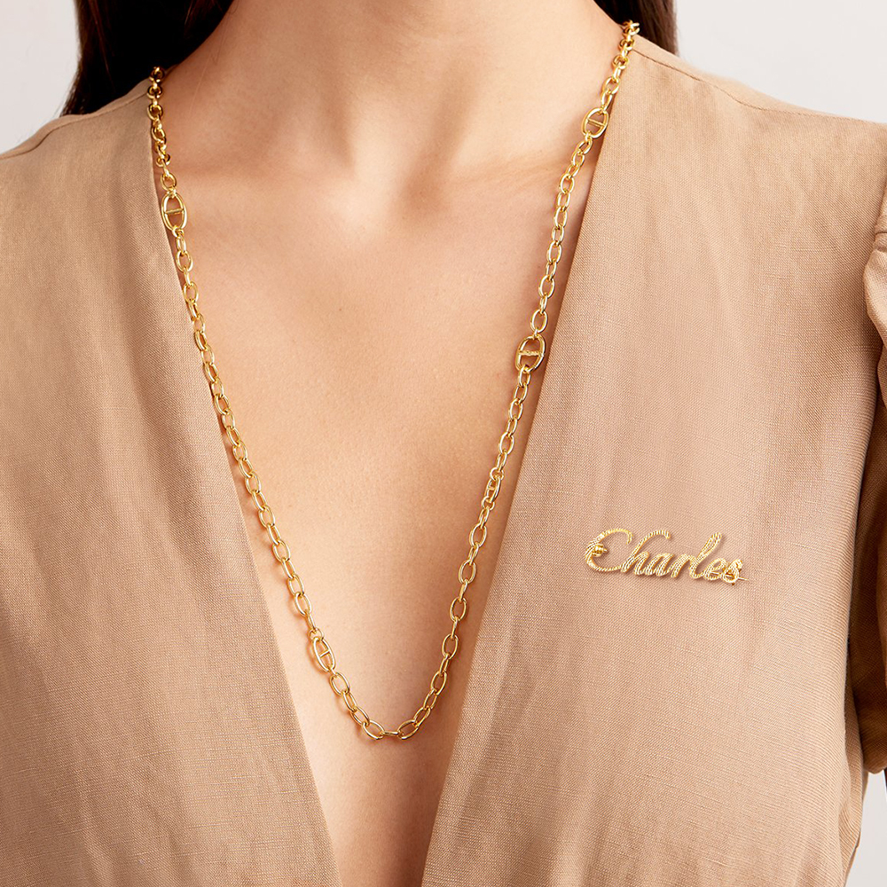 joyce name silver brooch