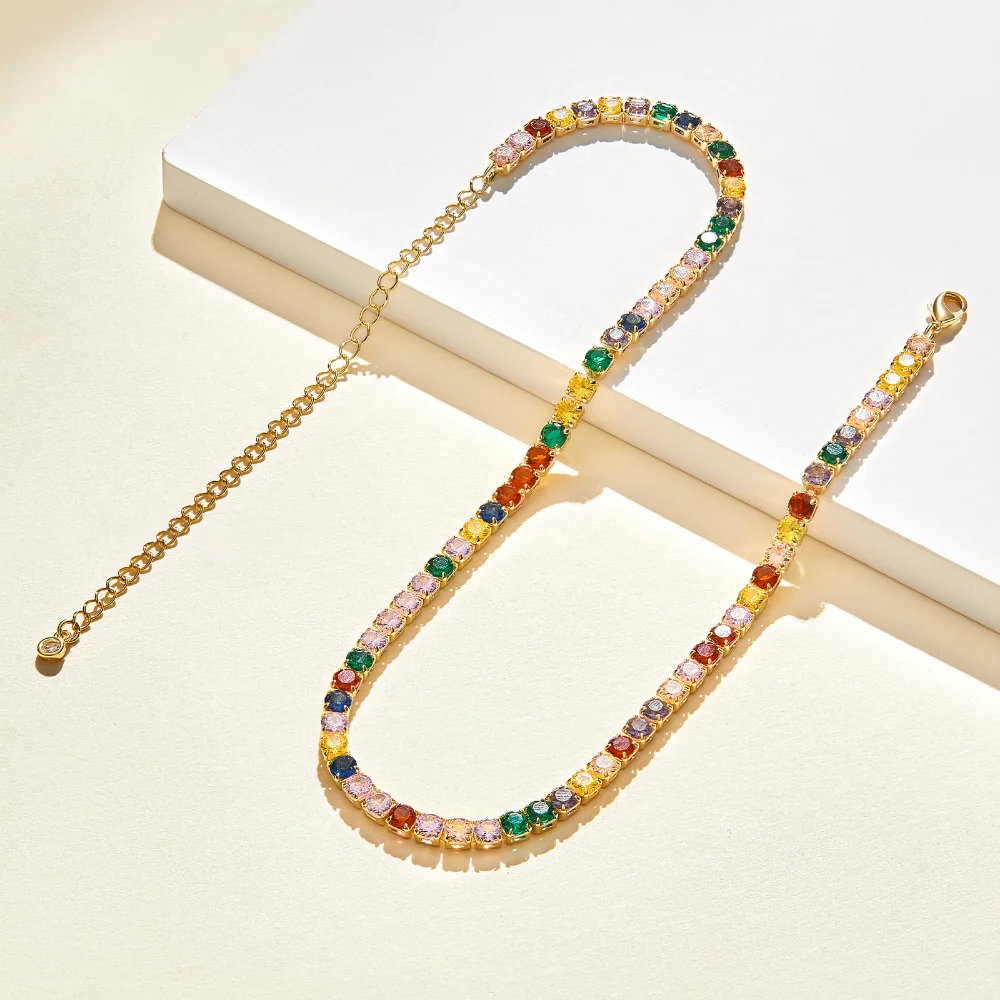 Colorful Square Tennis Necklace