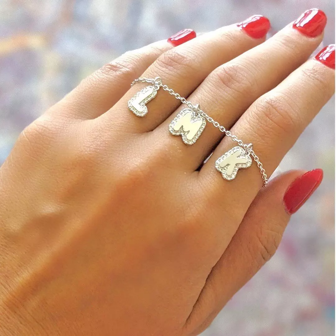 Letter Bubble Name Necklace in Sterling Silver