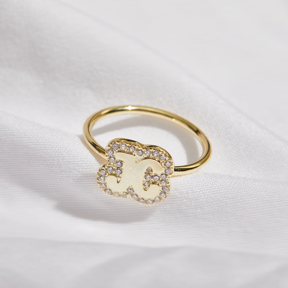 Dainty Initial Letter Ring