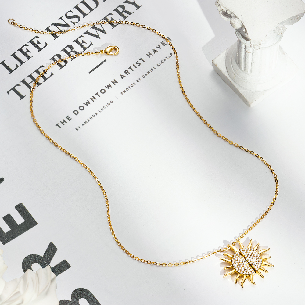 Sun Flower Custom Photo Necklace