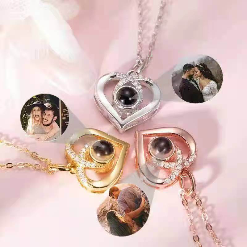 Custom Heart Photo Projection Necklace