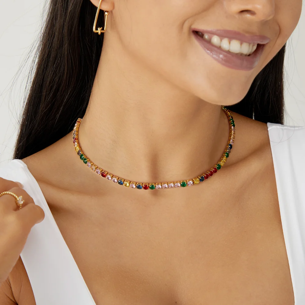 Colorful Square Tennis Necklace