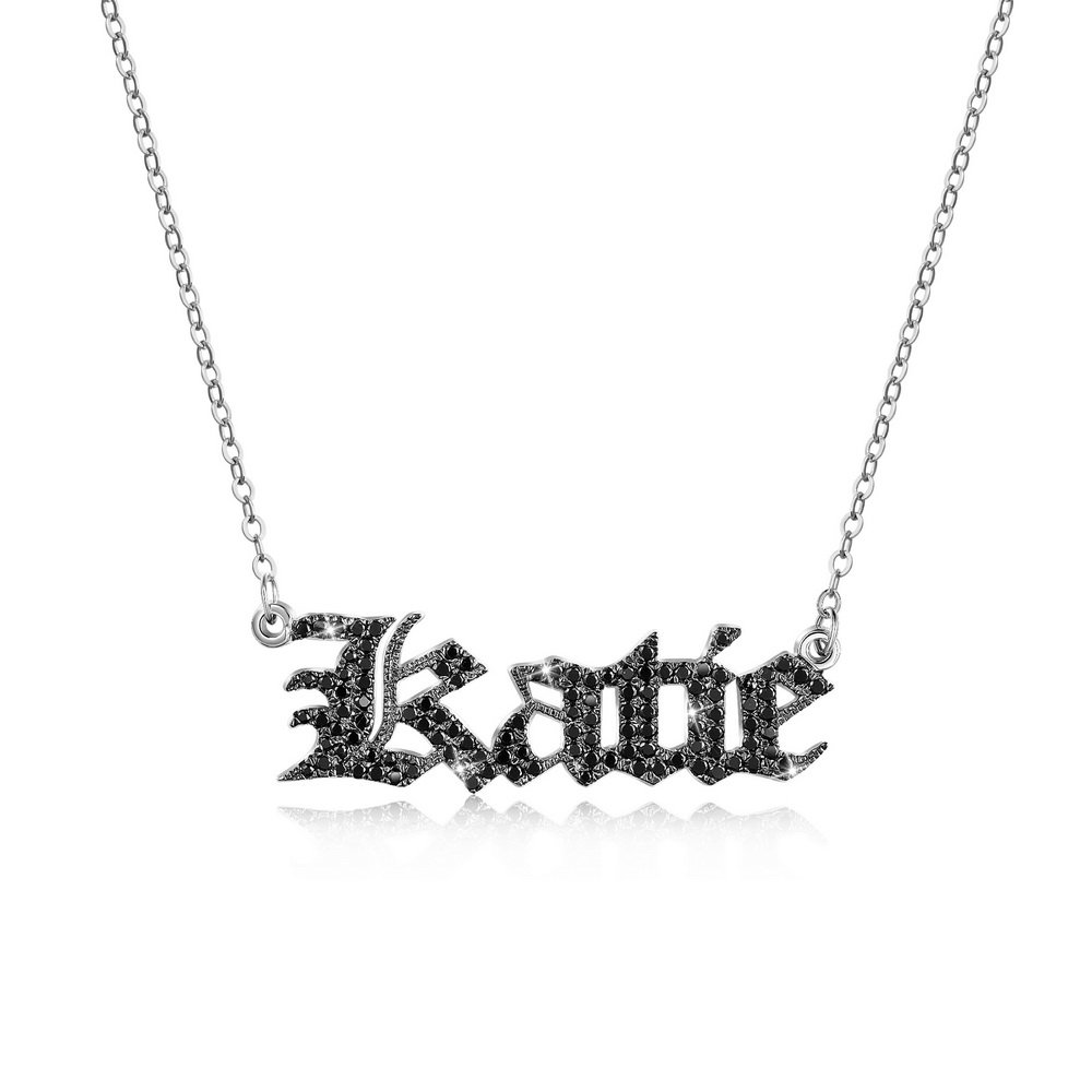 Gothic Black Name Necklace
