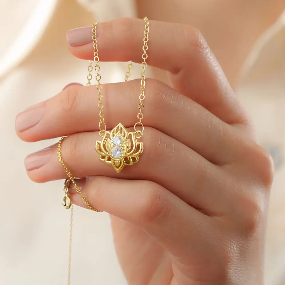 Gold Plated Yoga Lotus Flower Necklace
