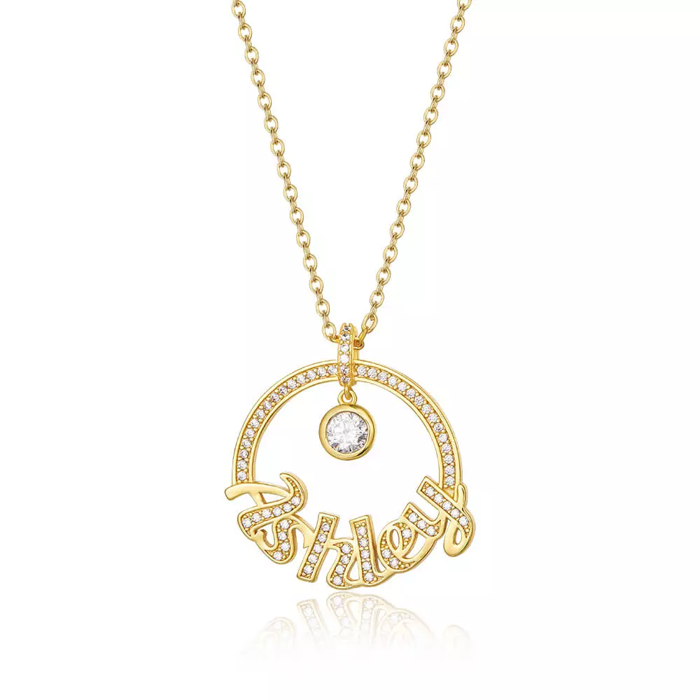 Personalized Circle Necklace with Moissanite