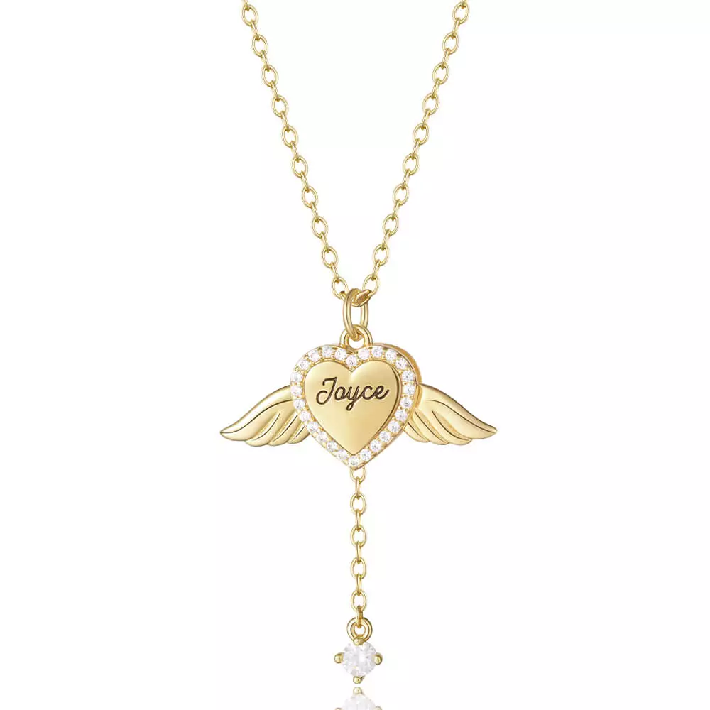 Personalized Guardian Angel Heart Name Necklace