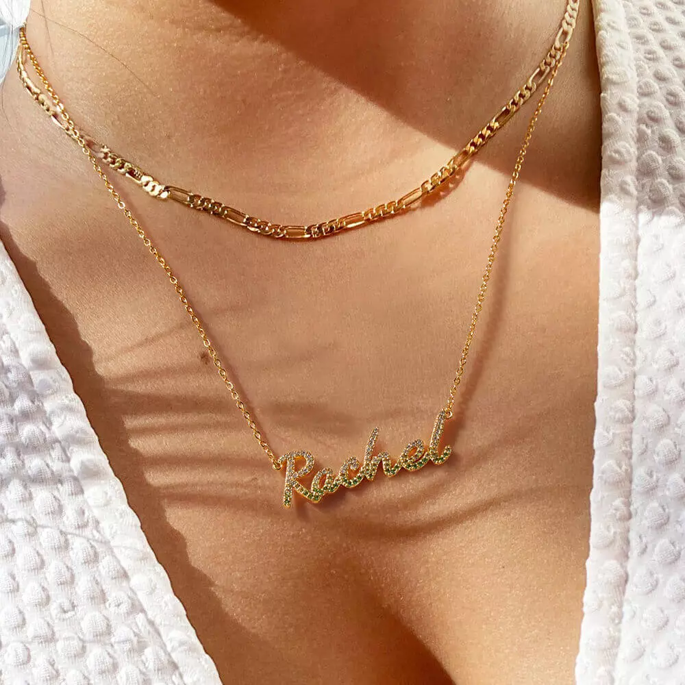 Sparkling Multi Color Name Necklace