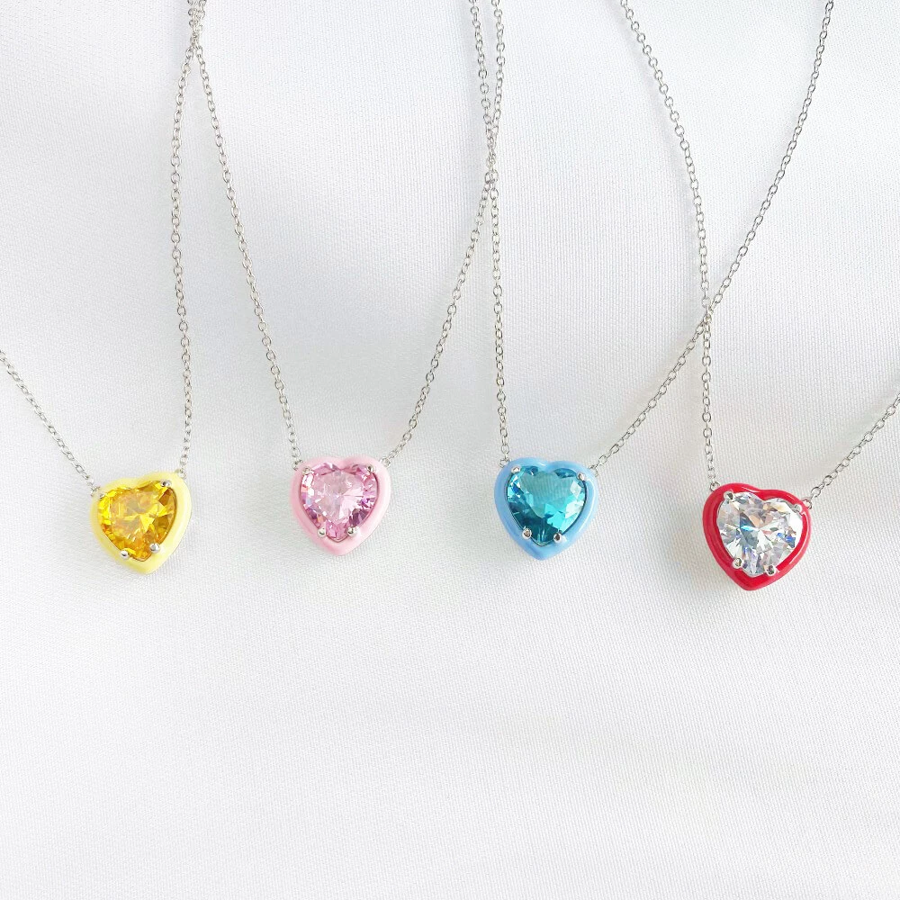 Enamel Candy Color Heart Necklace