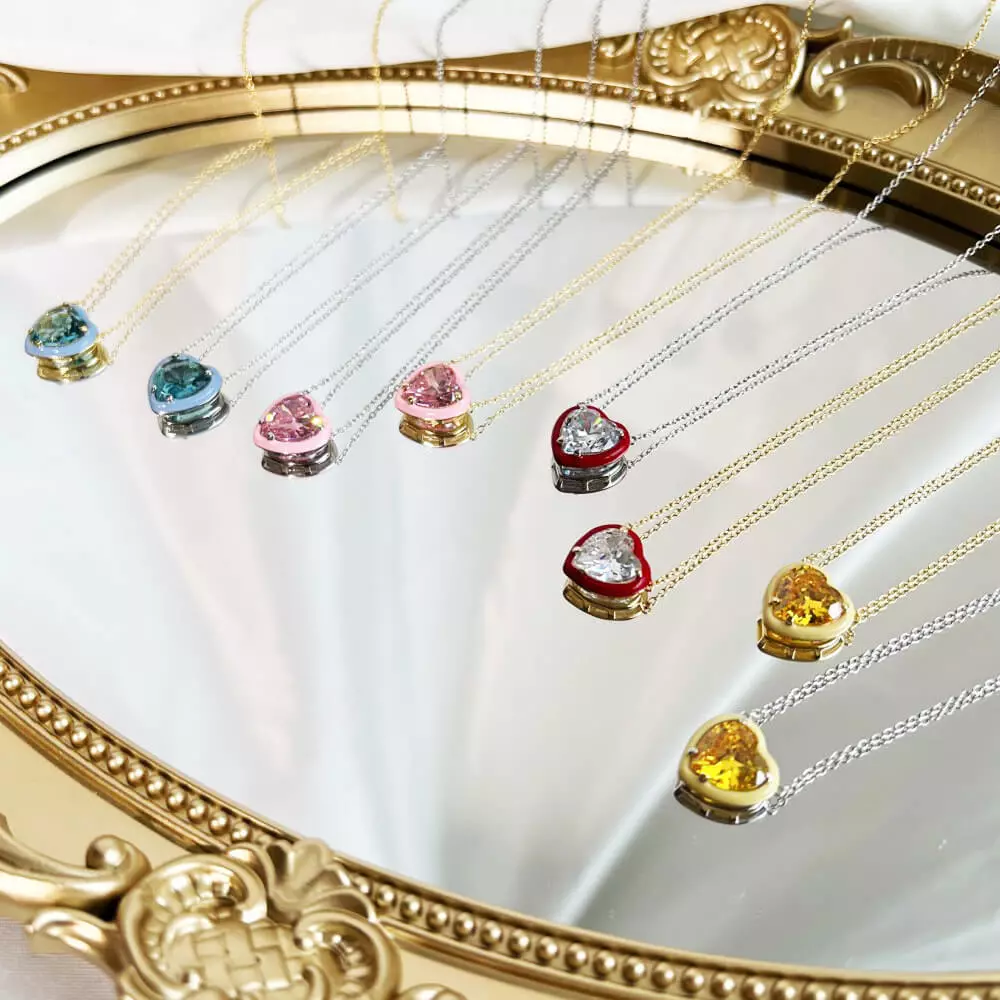 Enamel Candy Color Heart Necklace