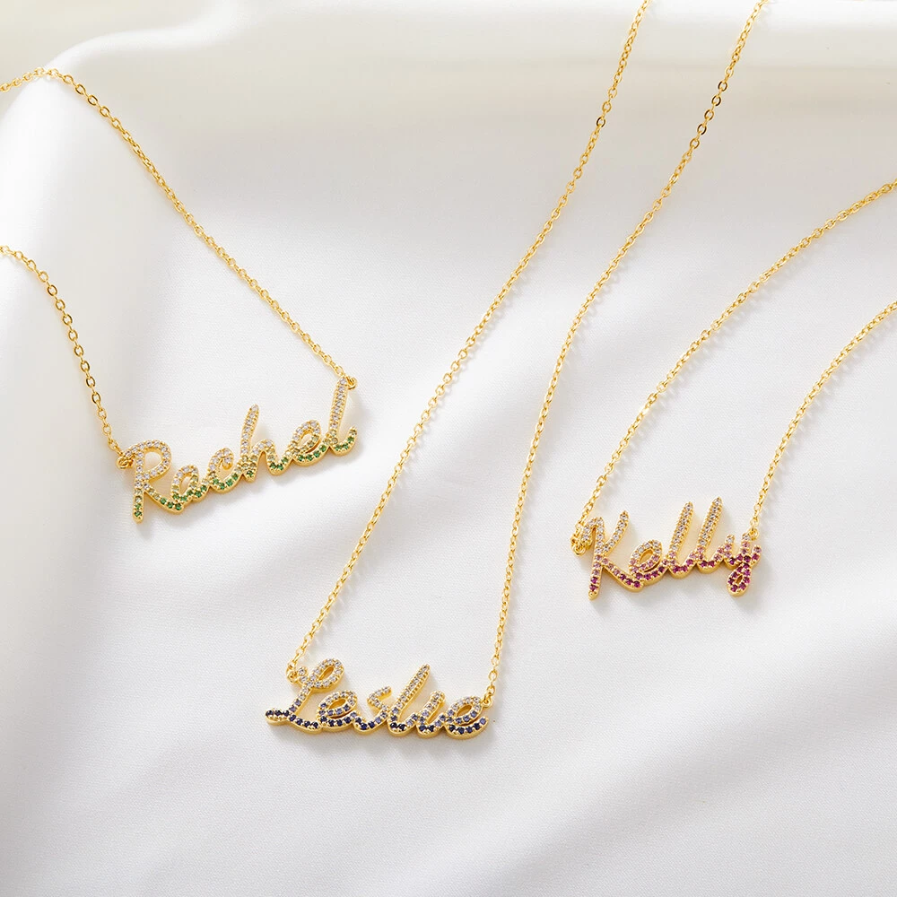 Sparkling Multi Color Name Necklace