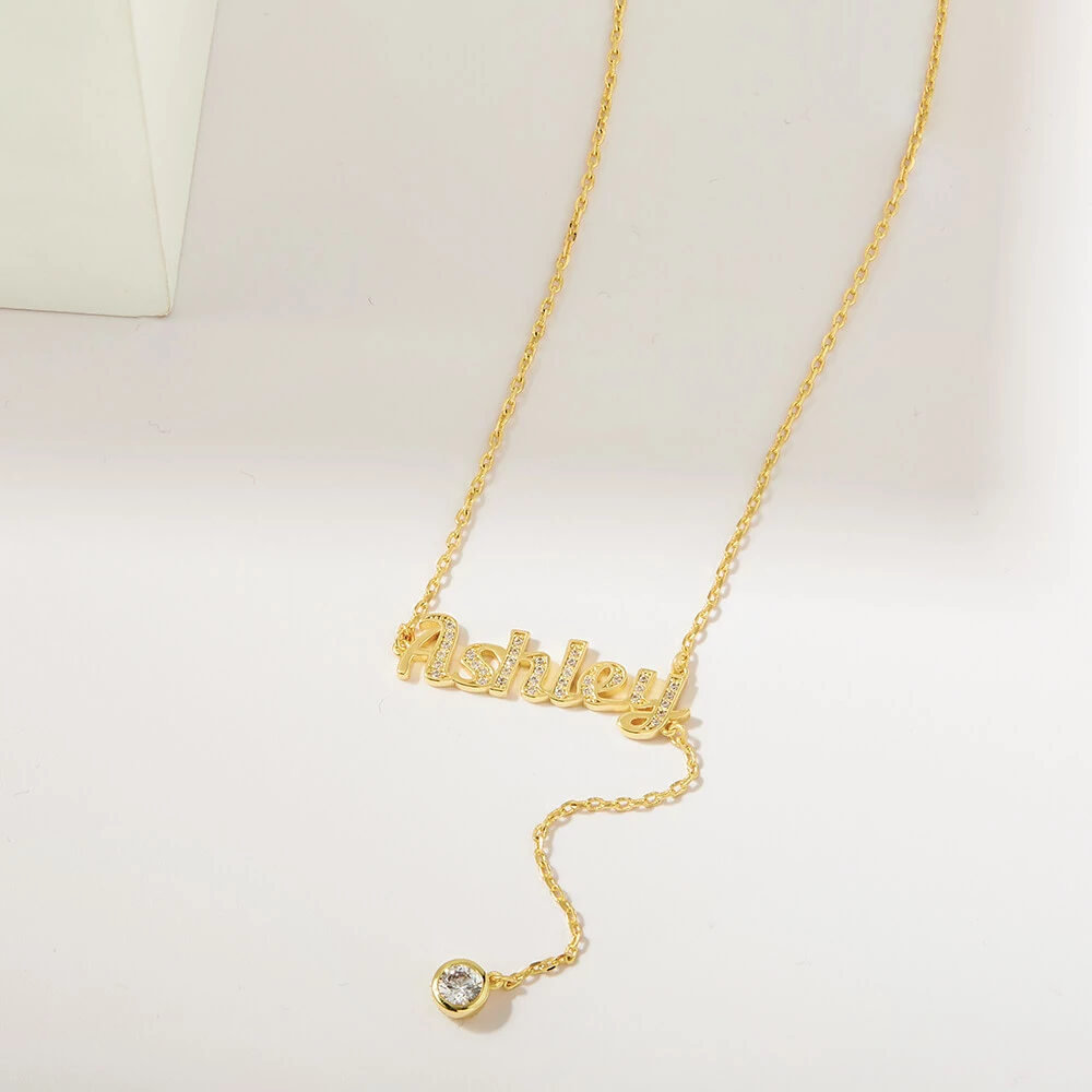 Cursive Name Necklace with Diamond