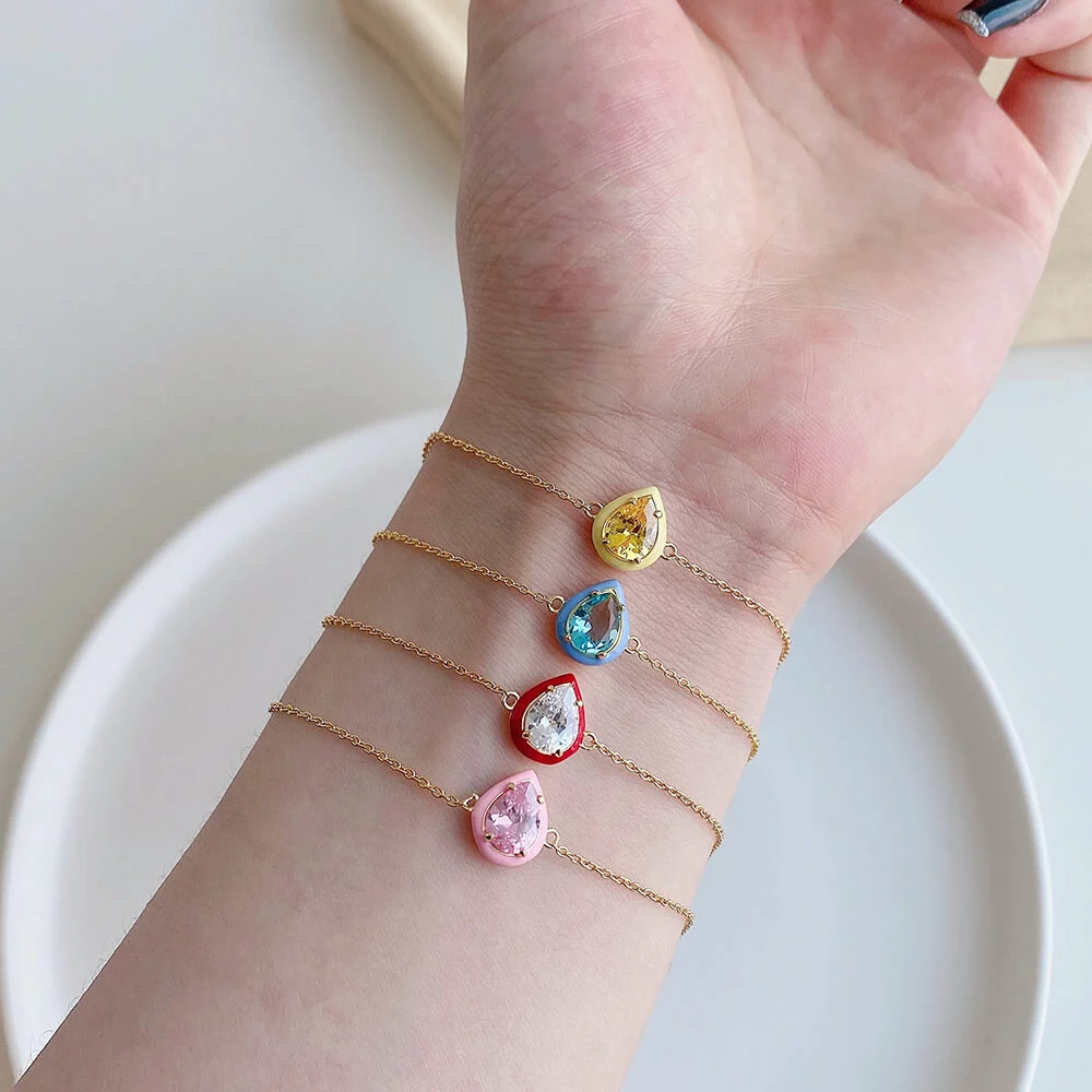 Enamel Macaron Round Water Drop Bracelet