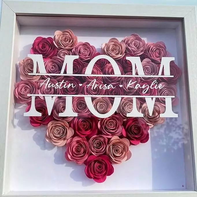 Personalized Mom Flower Shadow Box With Name For Mother's Day