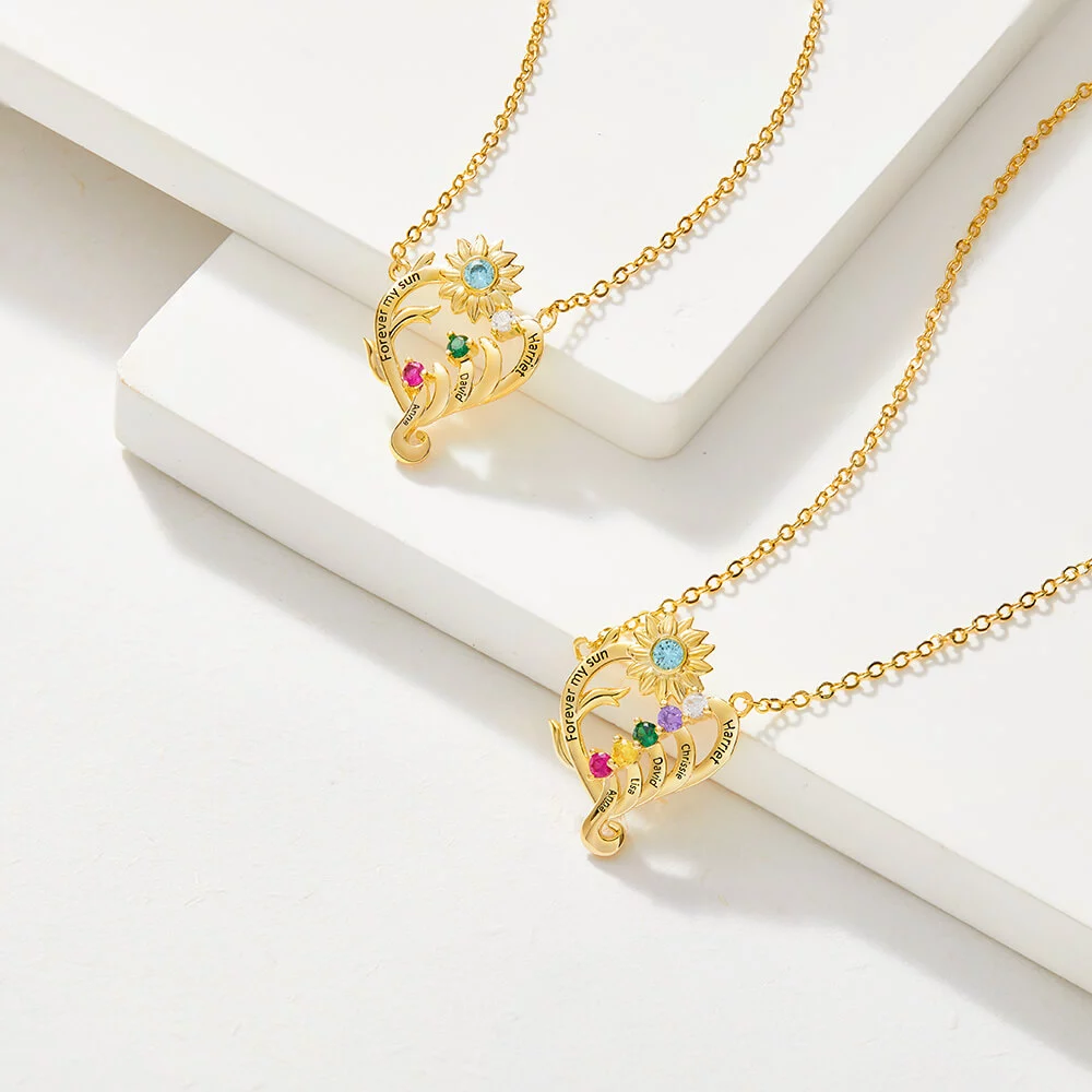 Personalized mothers necklace with birthstones