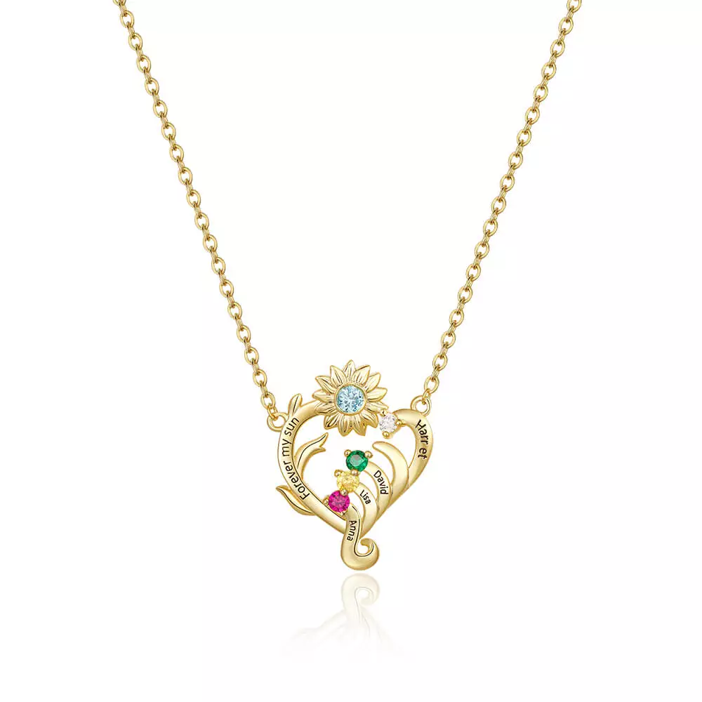 Personalized mothers necklace with birthstones