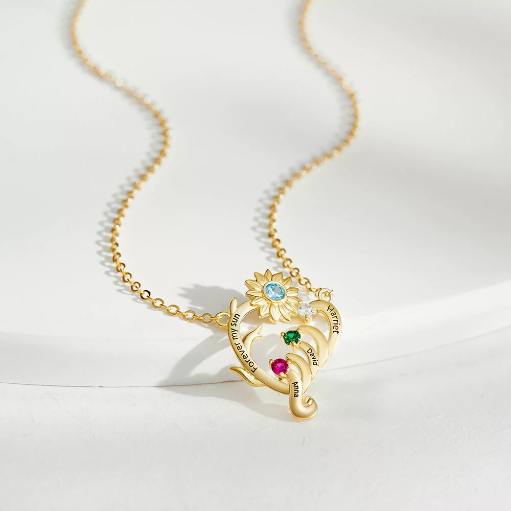 Personalized mothers necklace with birthstones