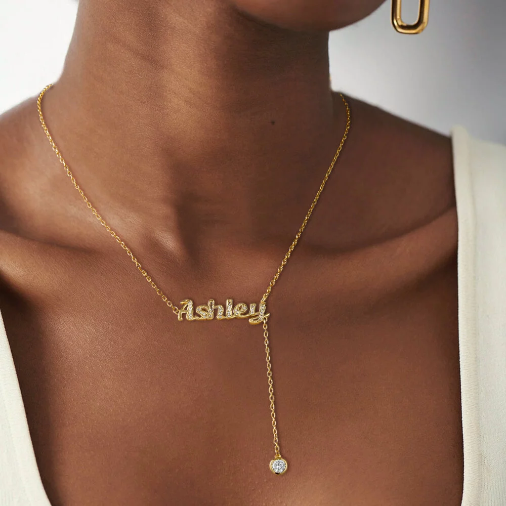 Cursive Name Necklace with Diamond