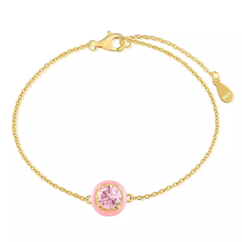 Enamel Macaron Round Zircon Bracelet