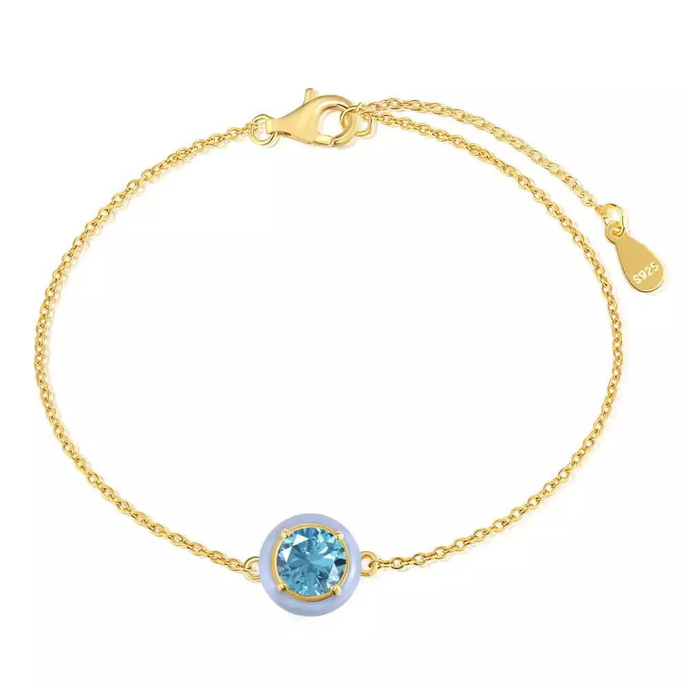 Enamel Macaron Round Zircon Bracelet