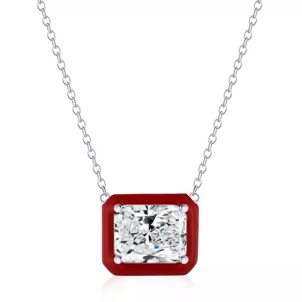 Enamel Candy Color Rectangle Necklace