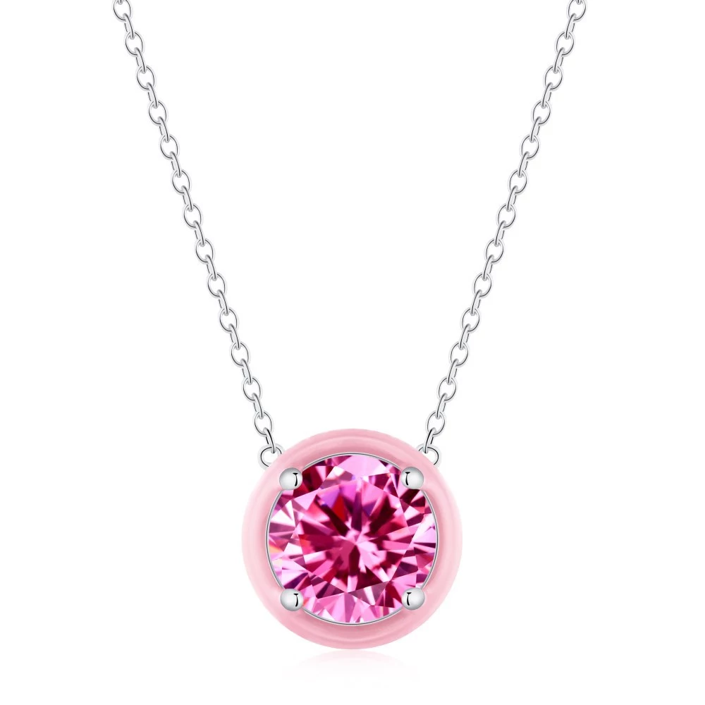 Enamel Candy Color Round Necklace