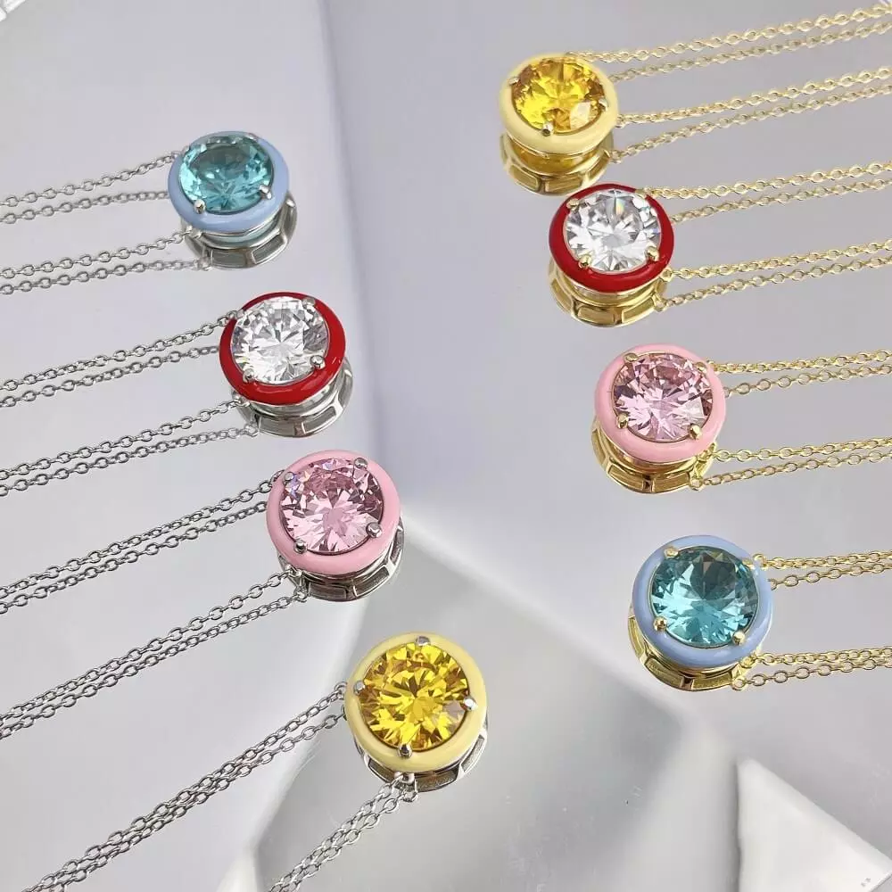 Enamel Candy Color Round Necklace